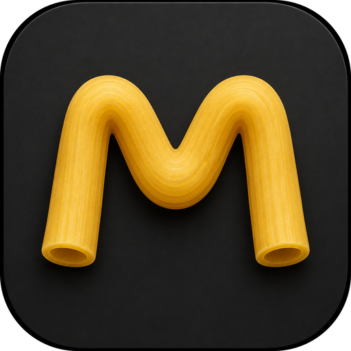 Macaroni app icon — a yellow M-shaped macaroni noodle